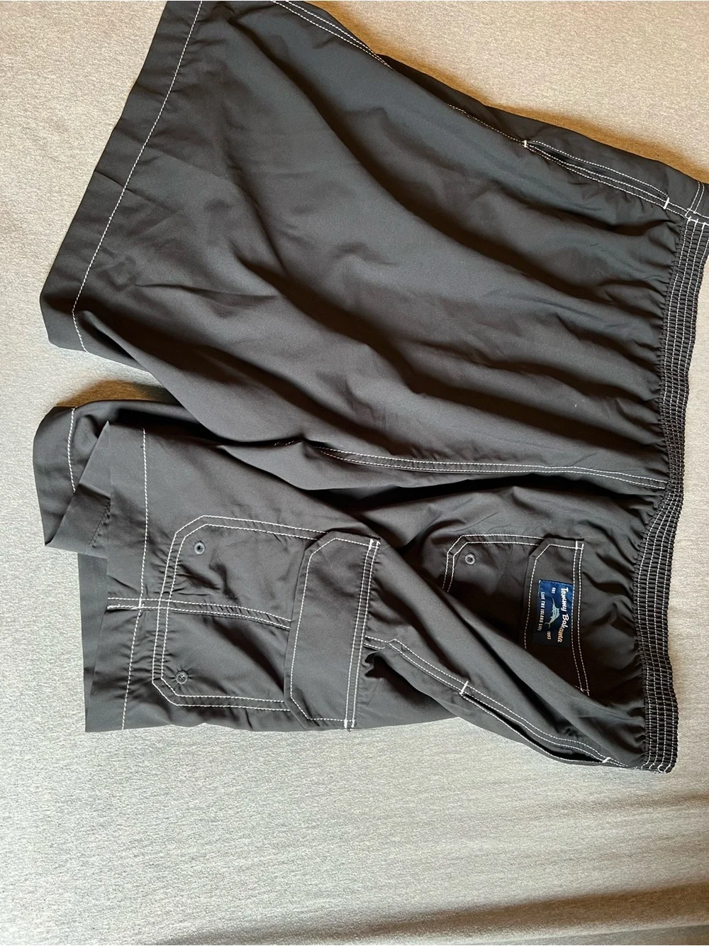 Tommy Bahama Black Swim Board Shorts with Teal Accents
